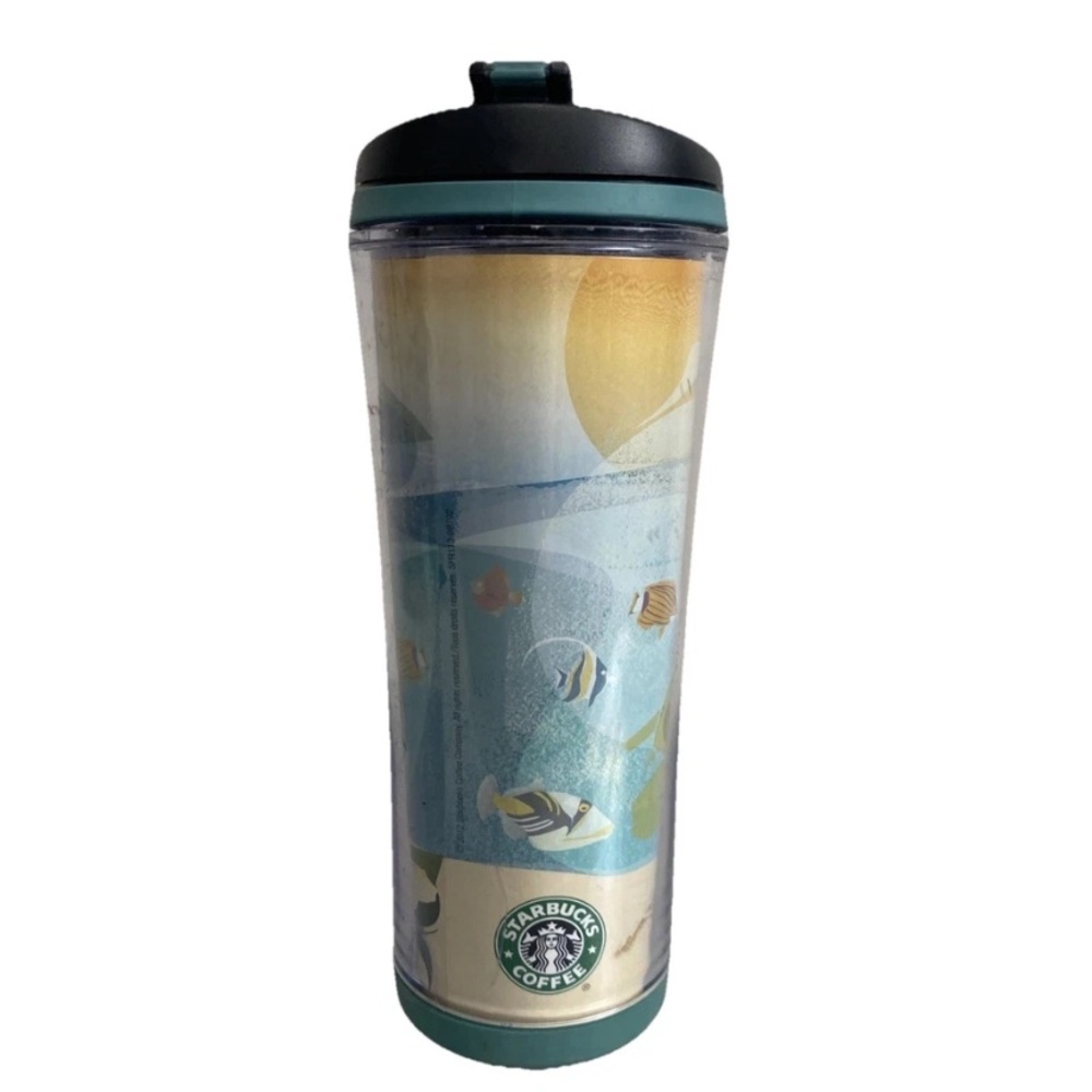 Starbucks 2008 Hawaii Aloha 16 oz Travel Tumbler Ocean Beach Fish Turtle